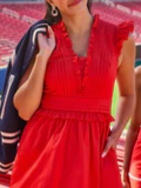 Women’s' Red Ruffle Front Dress